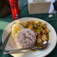 Yellow curry at Amazing Vegan Food in Vang Vieng