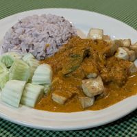 Tofu peanut sate at Amazing Vegan Food in Vang Vieng