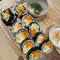 Number 18 on the menu, comes already vegan. Was served with soup and bean sprouts but was not sure if they were vegan so I did not eat them     at Samuchondan (Kimbap) in Kawasaki