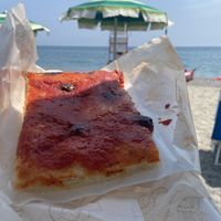Focaccia rossa  at Pizzeria Dell'Orologio in Liguria