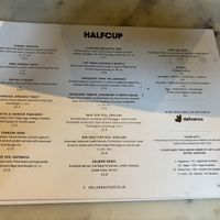 Main food menu   at Half cup in London