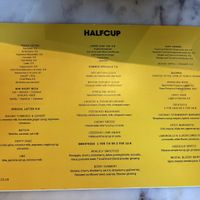 Drinks menu  at Half cup in London