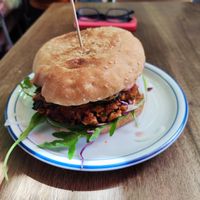 Tempeh burger at Gartenbeiz zum Gaul in Zurich