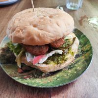 Spinach burger at Gartenbeiz zum Gaul in Zurich
