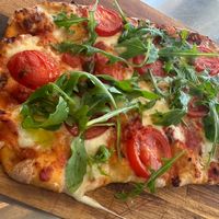 vegan options are available. light and delicious Pinsa. at OOFT Coffee in Berlin