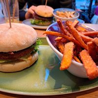 Jalapeno Nomad with sourdough bun. No jalapenos but mustard-cucumberrelish instead.
Sweet potato fries. at Hans Im Gluck - Rembrandtplein in Amsterdam