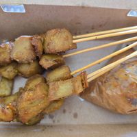 fancy nut satay at Loving Hut in Denpasar