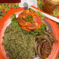 Rice and pesto, salad and tempeh  at Nascente um Gosto de Sol in Belo Horizonte