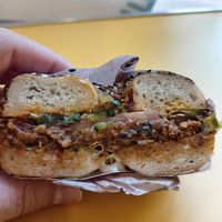 Vegan Chopped Cheese bagel at Little Bagel Co - Baldwin in Bristol