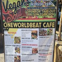 Menu  at WorldBeat Cafe in San Diego