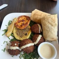 Falafel, thym galette, cheese galette, cheese sticks, falafel sandwich at La cuisine Libanaise in Draguignan