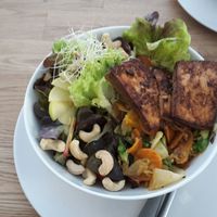 Salad with tofu and nuts.  at Die Zauberei in Bregenz