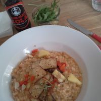 risotto with baked tofu slices at Die Zauberei in Bregenz