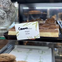 Surprise! A boldly labeled vegan treat hiding by the till!!  at Goodfields Eatery in Lindfield