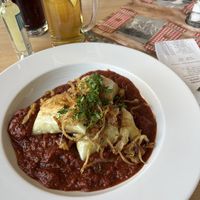 For a cafeteria this meal was a fine restaurant quality. They cooked it up fresh when I ordered it.  at Nebelhorn Marktrestaurant in Oberstdorf