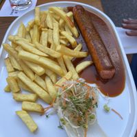 Vegan currywurst .  at Oberstdorfer Dampf Bier Brauerei in Oberstdorf