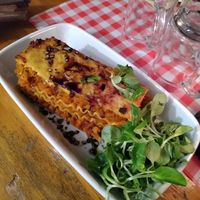 Tasty Vegan pumkin lasagna at Weingut Feuerwehr Wagner in Vienna