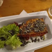 Vegan pumpkin lasagna at Weingut Feuerwehr Wagner in Vienna