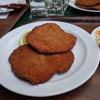 wiener schnitzel at Weingut Feuerwehr Wagner in Vienna