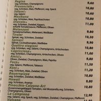 Vegan pizzamenu   at Pizza Pinocchio in Vienna