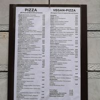 Menue at Pizza Pinocchio in Vienna