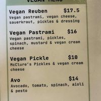 Vegan menu at Fika Coffee in Christchurch