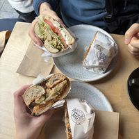 Vegan Reuben & Vegan the Chick bagels ❤️  at Fika Coffee in Christchurch