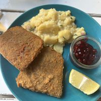 vegan wiener schnitzel  at Augustin in Vienna