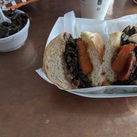 Sweet potato and braised greens poboy at Killer Poboys in New Orleans