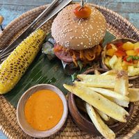 Pulled mushroom burger  at Mango in Bangkok
