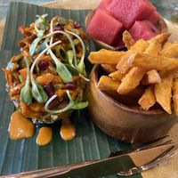 Avocado with vegan bacon   at Mango in Bangkok