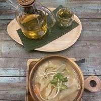 Vegan Gyoza Coconut soup + Oolong tea #Veganuary at Mango in Bangkok