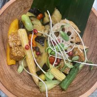 Eggplant and Tempeh stir fry   at Mango in Bangkok