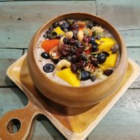 Banana cacao acai smoothie bowl at Mango in Bangkok