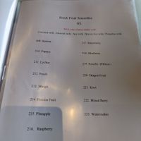 menu at Mango in Bangkok