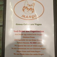 Vegan colour code at Mango in Bangkok