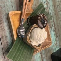 Chocolate lava-cake with coconut icecream-yummy at Mango in Bangkok