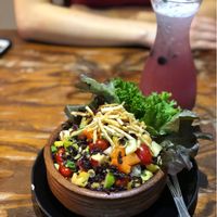 Brown Rice bowl with Blue lagoon Spritzer at Mango in Bangkok