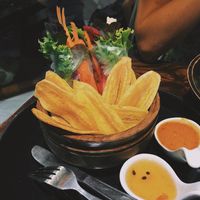 Summer rolls come with banana chips ?  at Mango in Bangkok