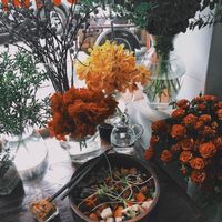 Fresh plants for dayz ?? We were given a stem of eucalyptus...so thoughtful! at Mango in Bangkok