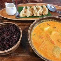 Gyoza and curry 💚 at Mango in Bangkok