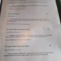 Specialities menu at Mango in Bangkok