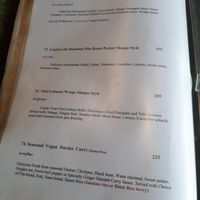 Specialities menu at Mango in Bangkok