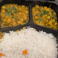 Vegan chana masala at K & C Food Mart in Aberdeen