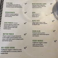 Vegetarian menu (can be cooked vegan)  at Himalayan Kitchen in Honolulu