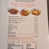 Menu at Madame Pho Derry in Northern Ireland