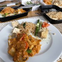 Pad Thai (no egg), Jay Rama, and Green Curry    at 5 Thai Bistro in Portsmouth