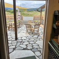 New patio for relaxing and enjoying the setting.   at Lincoln Park Grocery in Port Angeles