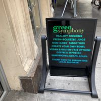 Placard in front at Green Symphony in New York City