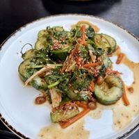 Smashed cucumber salad   at Men & Beasts in Los Angeles